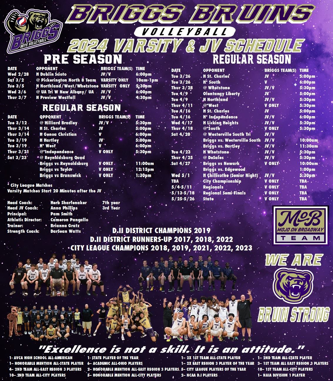 Home and away Schedule